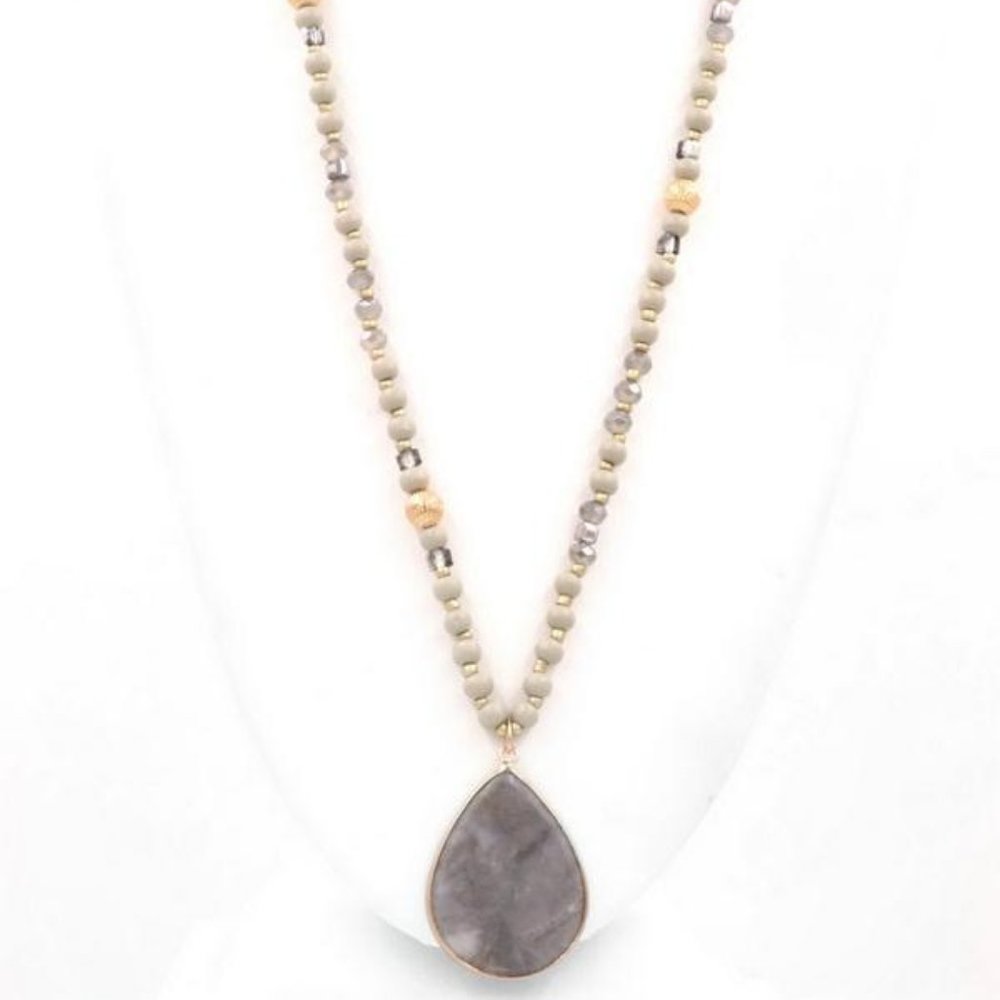 Wood Bead Long Necklace